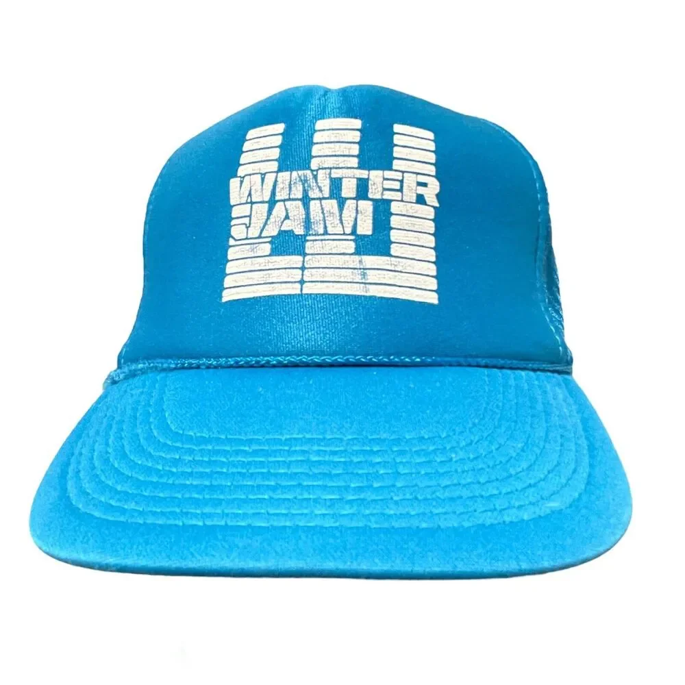 Vintage Ski Snowboard Winter Jam Blue SnapBack Hat Cap